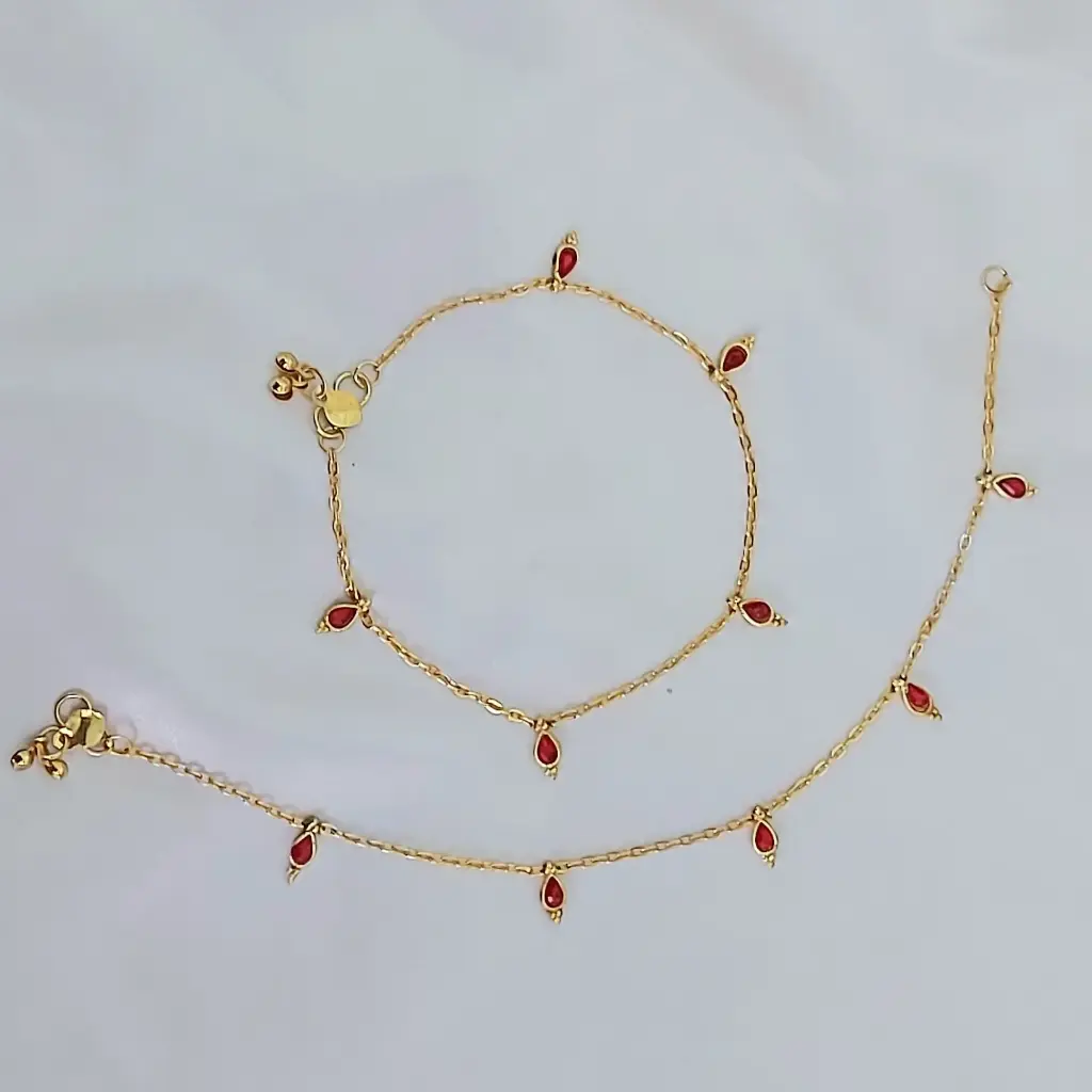 Kundan stone Anti-tarnish chain anklet (code 256)