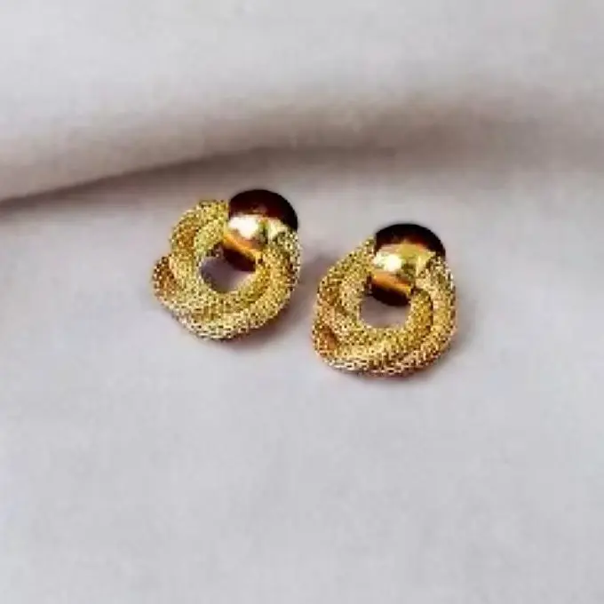Woven Gold Tone Knot Earrings (code 279)