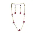 stone beads chain necklace with dangle earrings