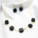 Black square stone necklace earrings set (code 234)