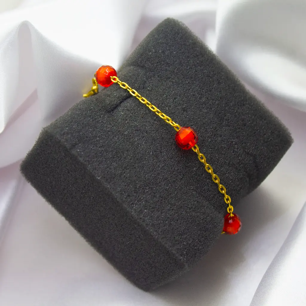 Bracelet golden chain with beads (code 185)