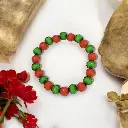 Stretchable bracelet red & green (code 205)