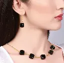 Black square stone necklace earrings set (code 234)