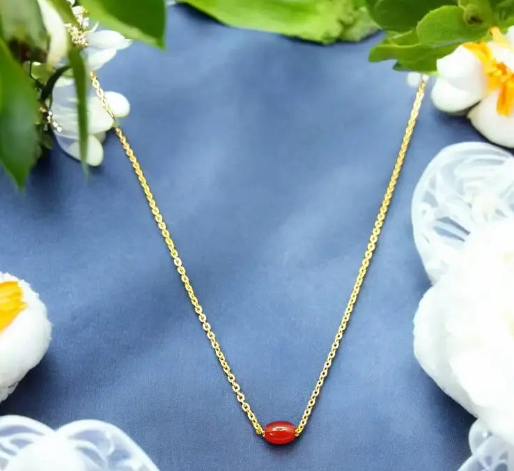 Red Stone wt anti-tarnish chain (code 242)