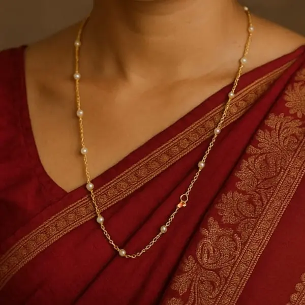 Pearl beaded anti-tarnish long chain (code 254)