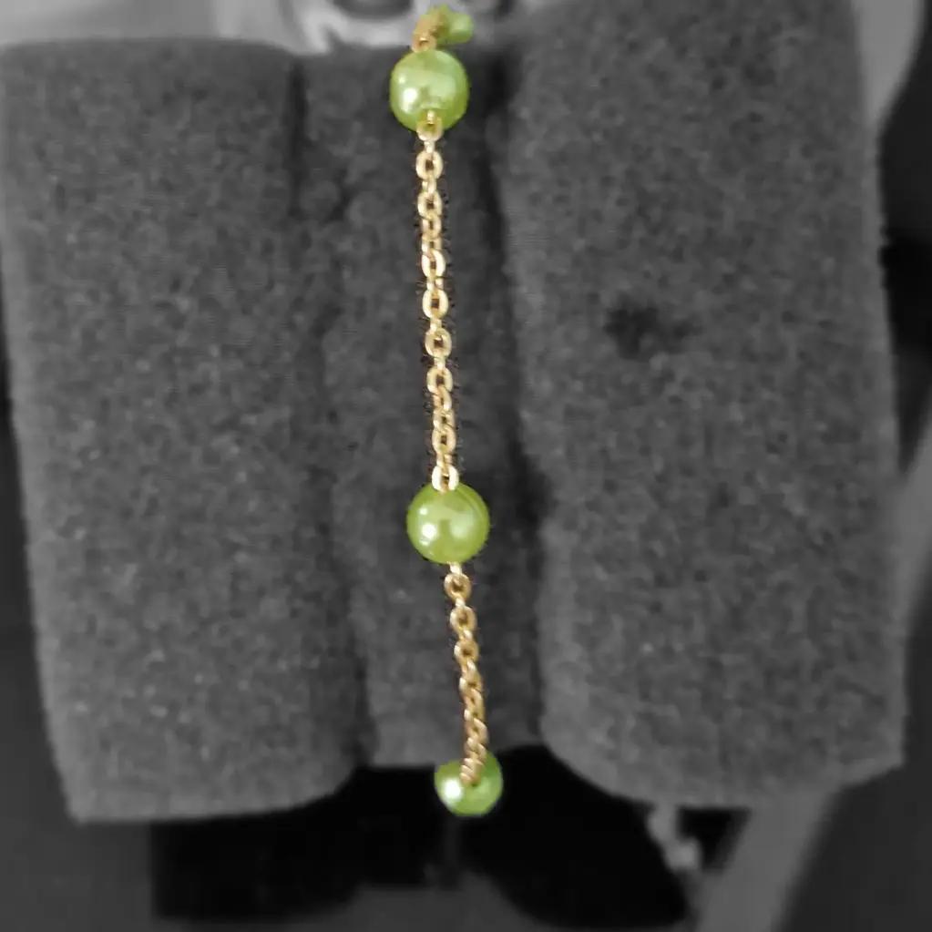 Bracelet chain with beads & lobster lock (code 206) (Green)