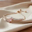 Princess cut pink stone slider bracelet (code 271)