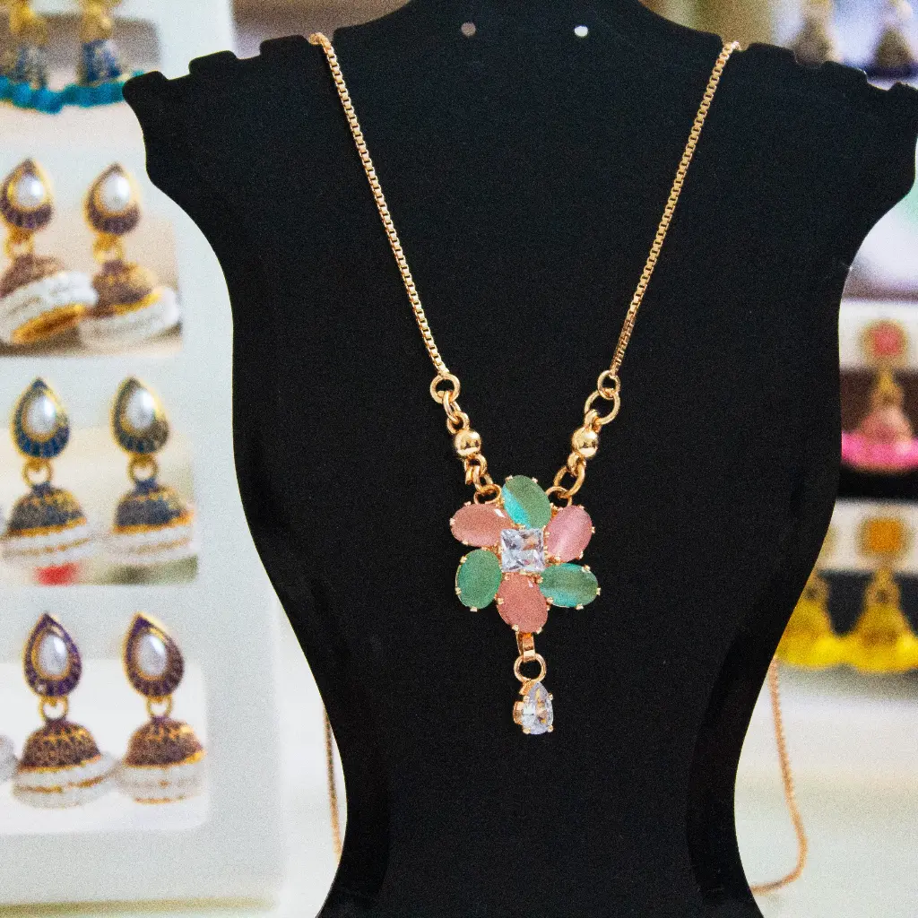 Floral Pendant rose gold chain necklace (code 278)
