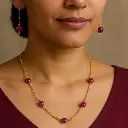 Stone beads chain necklace with dangle earrings