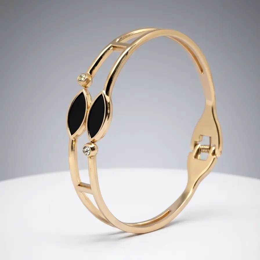 Dual-Band Onyx Leaf Kada (code 382)