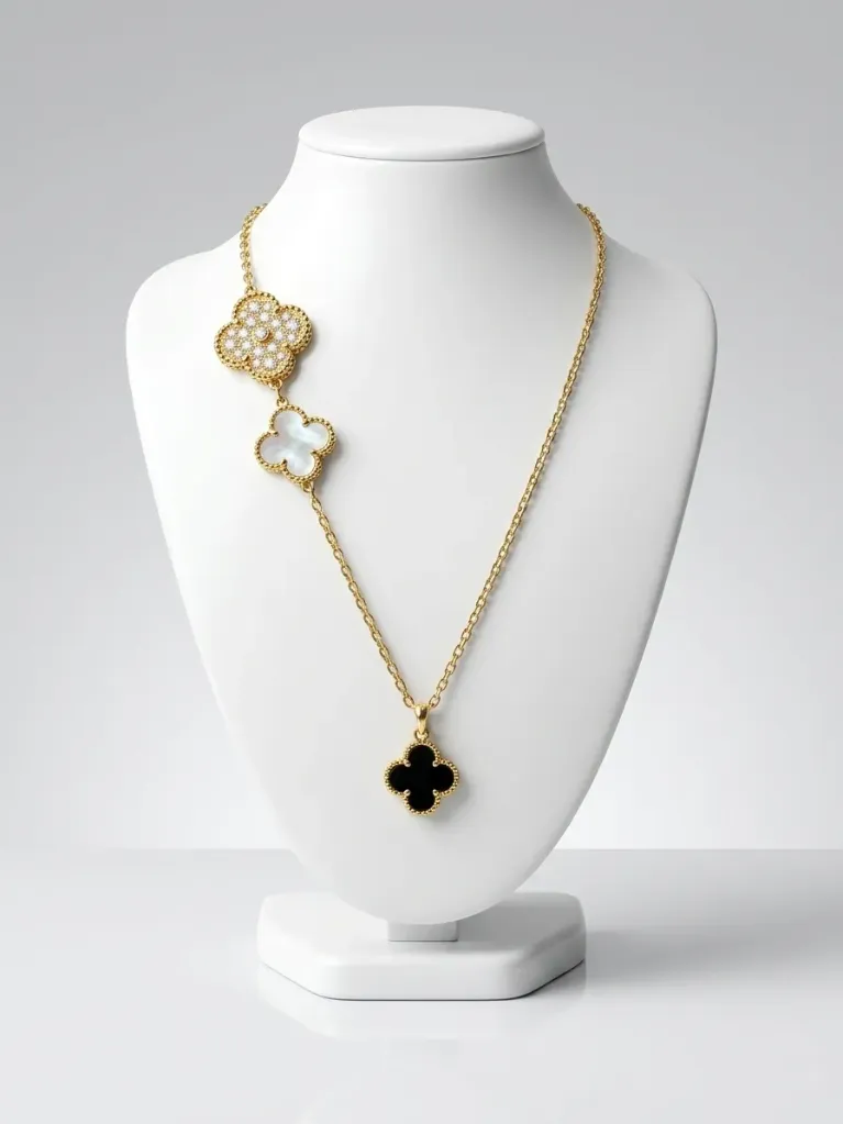 Tonal clover side pendant necklace (code 414)