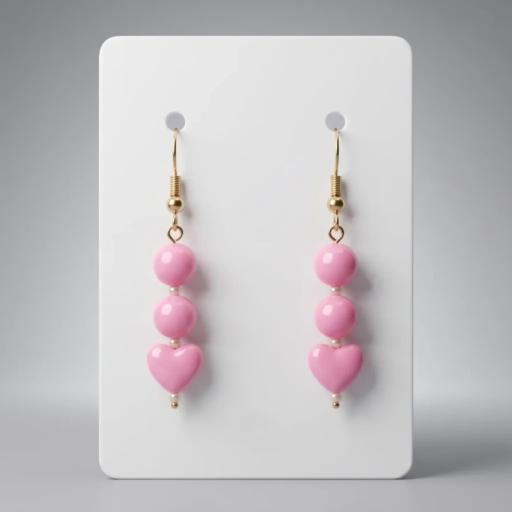 Pink beaded earrings (code 077)