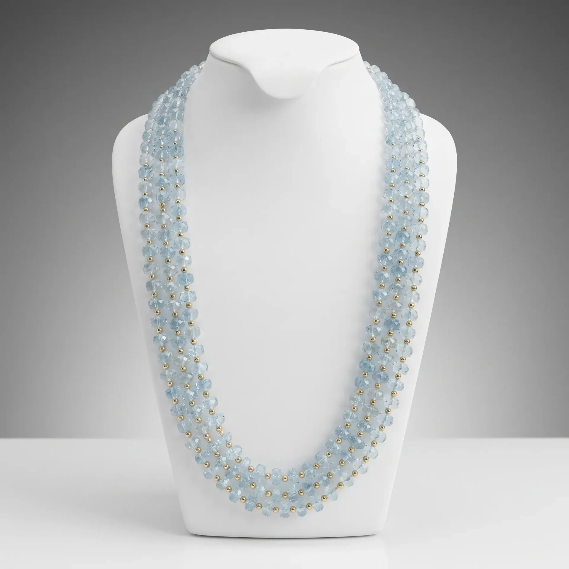 Blue 3 layer beaded necklace (code 418)