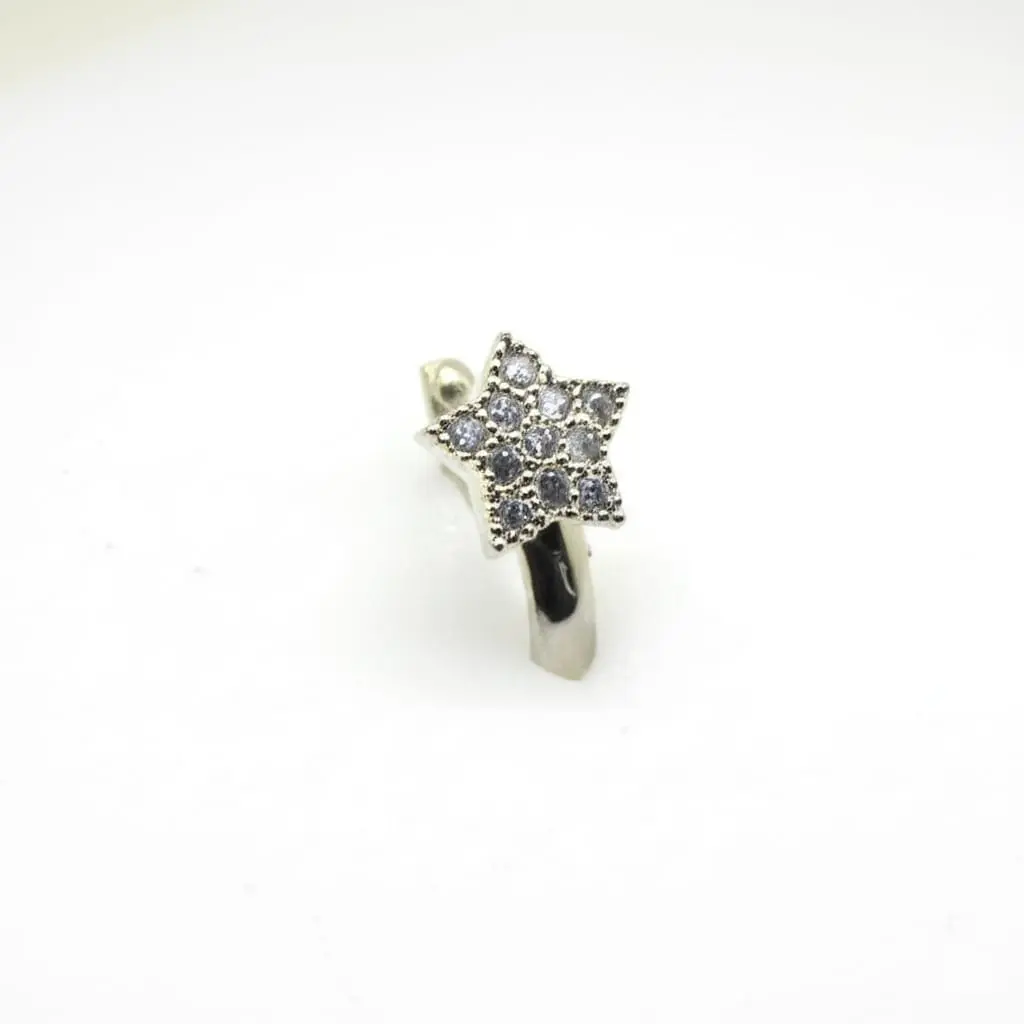 Silver plated American Diamond Star nose pin (code 130)