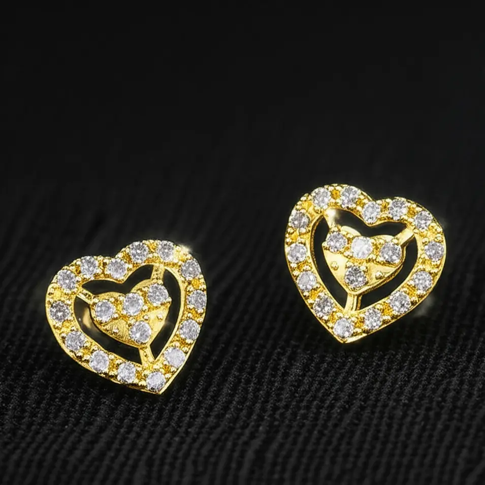 American Diamond Heart Stud (code 154)