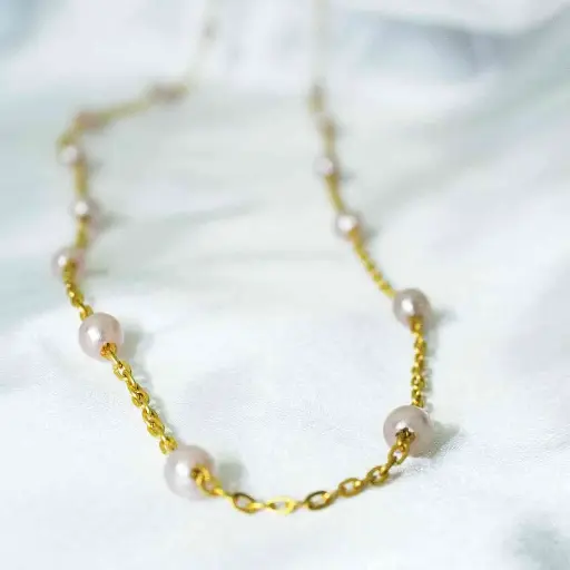 Anti tarnish long chain beaded necklace (Code 222)