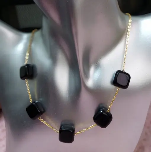 Black square stone necklace (code 238)
