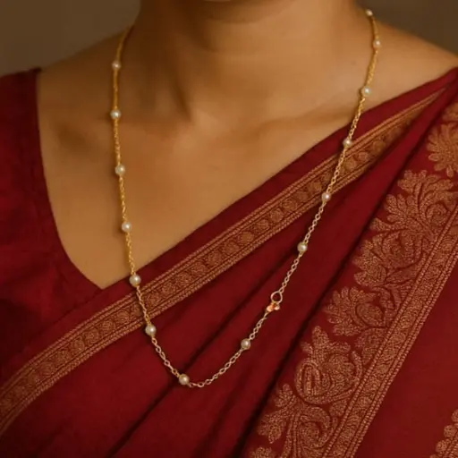 Pearl beaded anti-tarnish long chain (code 254)