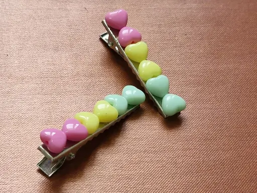 Pastel heart Alligator clip (bow style)