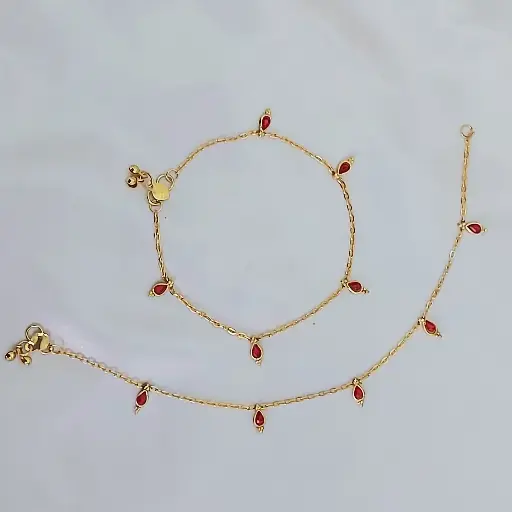 Kundan stone Anti-tarnish chain anklet (code 256)