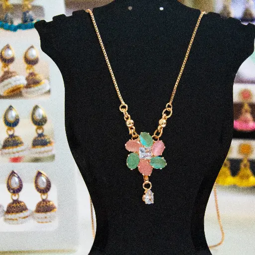 Floral Pendant rose gold chain necklace (code 278)