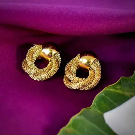 Woven Gold Tone Knot Earrings (code 279)