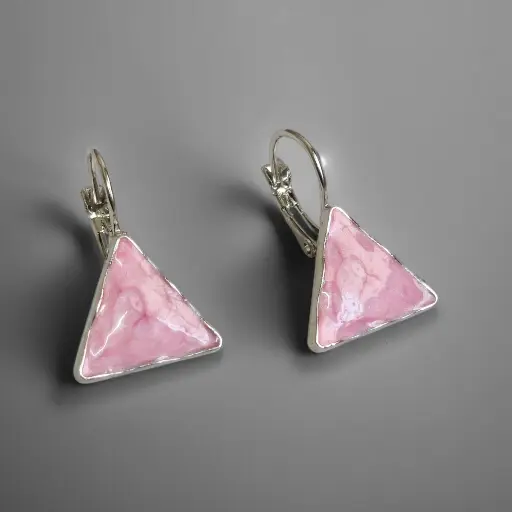 Modern Pink Triangle Earrings (code 282)