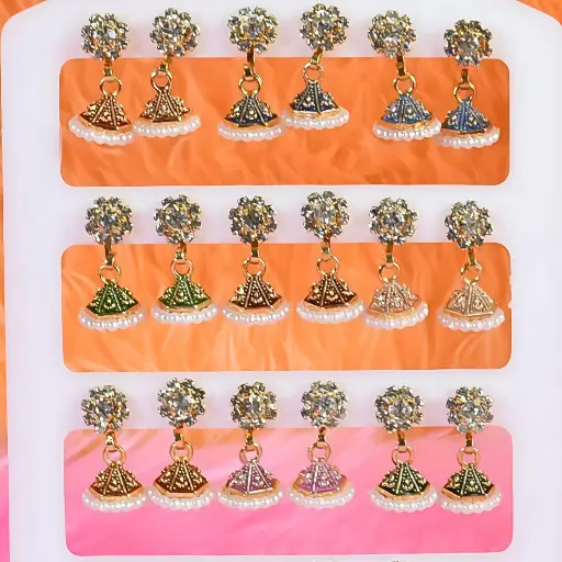 Stone stud small jumka _1 pair (code 283)