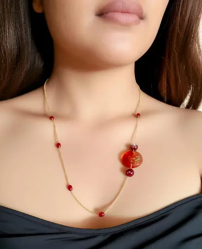 Crimson Orb Cascade Necklace (67241)