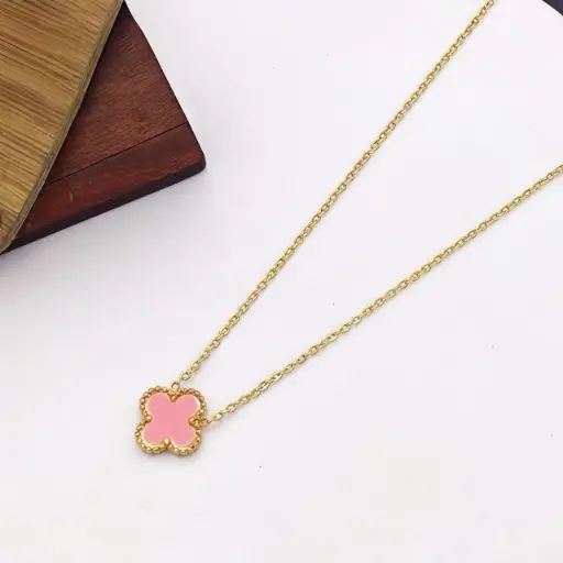 Glided Peach Clover Necklace (code 369)