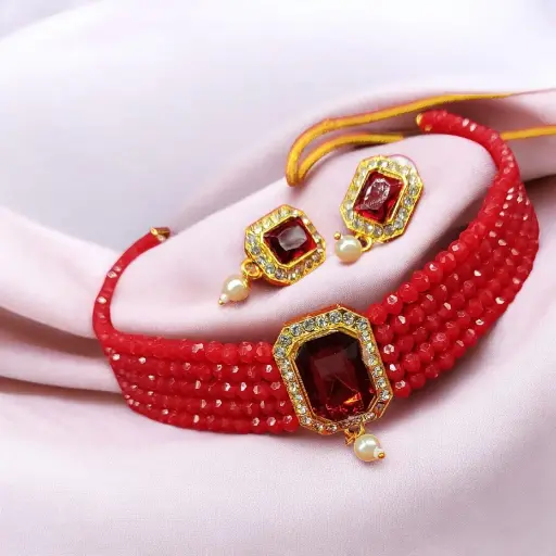 Red Multi layer Chocker set (Code 110)