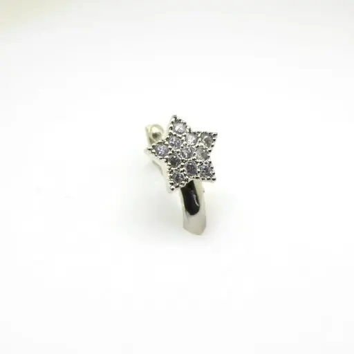 Silver plated American Diamond Star nose pin (code 130)