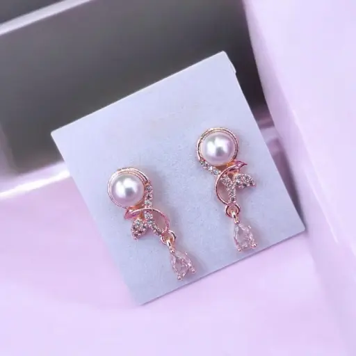 Rose gold plated American Diamond earrings (code 146)