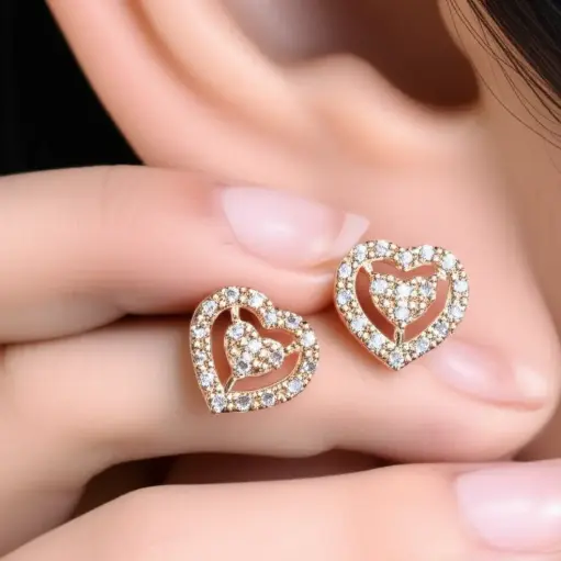 American Diamond Heart Stud (code 154)