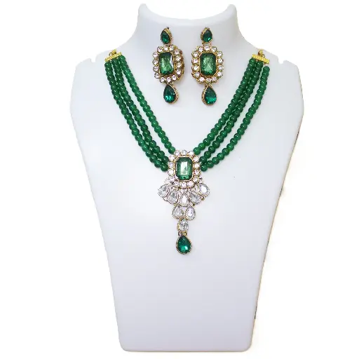 Green necklace earrings set (Code 160)