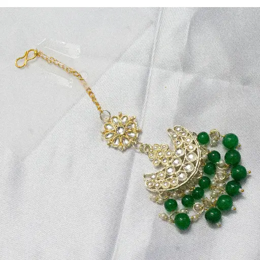 Kundan stone Maangtika (code 166)