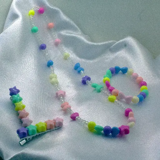Pastel Beads kids necklace, bracelet, clip (code 176)
