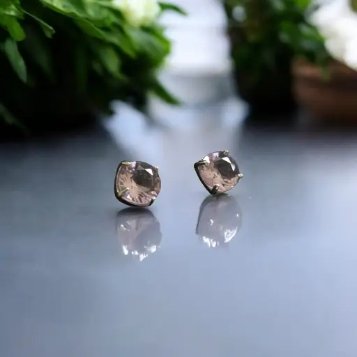 CZ pink stone earrings (code 203)